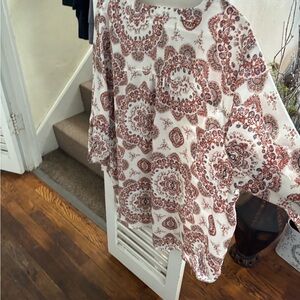 Maurices Red and White Paisley Blouse